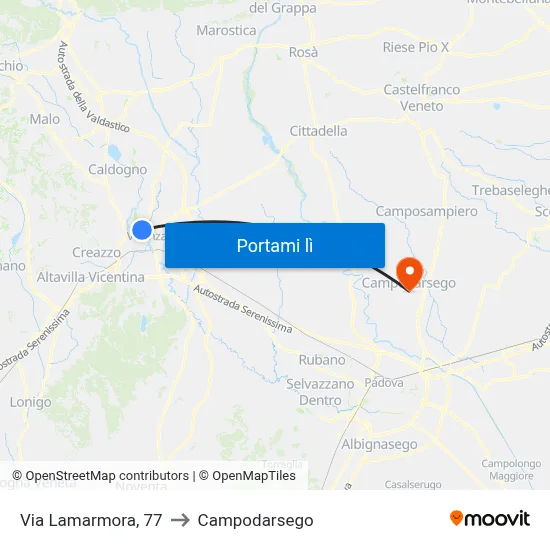 Via Lamarmora, 77 to Campodarsego map