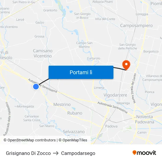 Grisignano Di Zocco to Campodarsego map