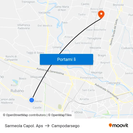 Sarmeola Capol. Aps to Campodarsego map
