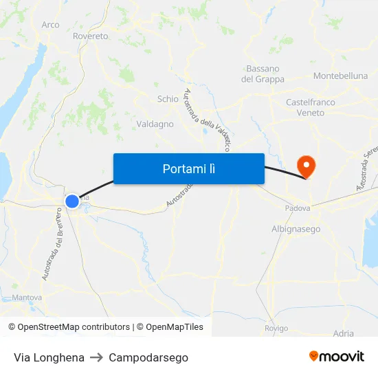 Via Longhena to Campodarsego map