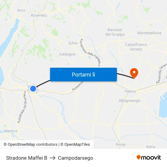 Stradone Maffei B to Campodarsego map