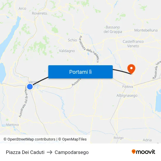 Piazza Dei Caduti to Campodarsego map