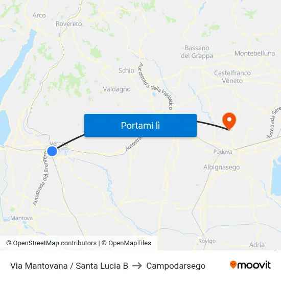 Via Mantovana / Santa Lucia B to Campodarsego map