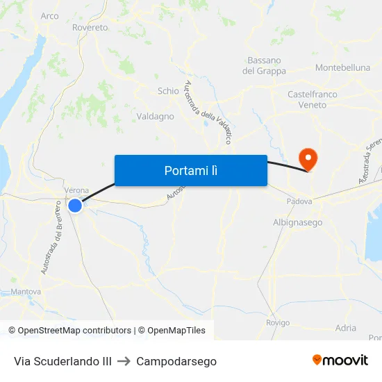 Via Scuderlando III to Campodarsego map