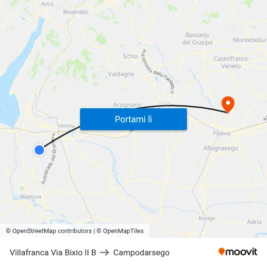 Villafranca Via Bixio II B to Campodarsego map