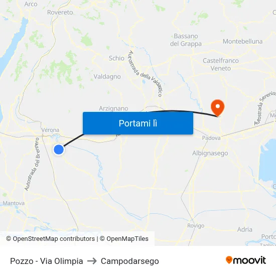 Pozzo - Via Olimpia to Campodarsego map