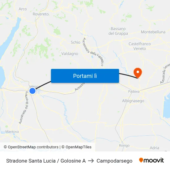 Stradone Santa Lucia / Golosine A to Campodarsego map