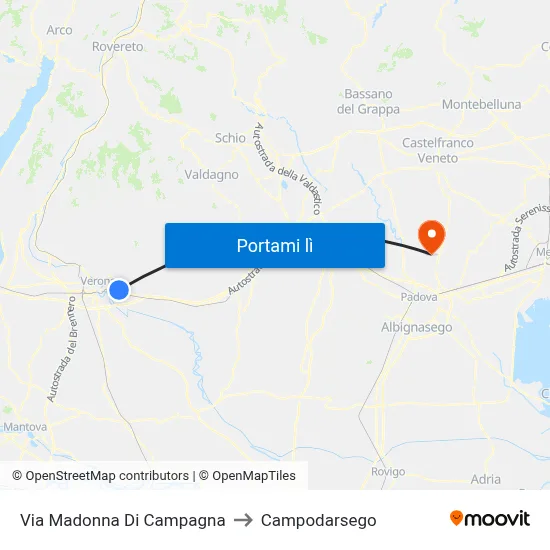 Via Madonna Di Campagna to Campodarsego map