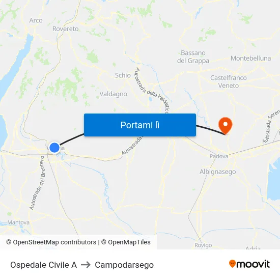 Ospedale Civile A to Campodarsego map