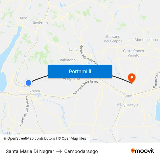 Santa Maria Di Negrar to Campodarsego map