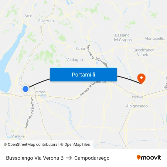Bussolengo Via Verona B to Campodarsego map