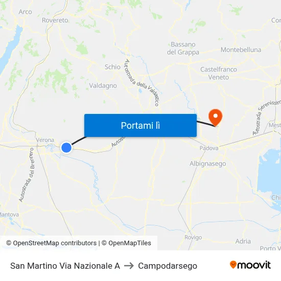 San Martino Via Nazionale A to Campodarsego map