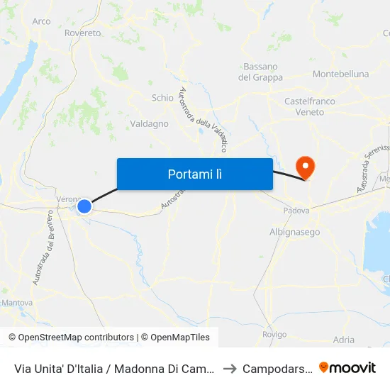 Via Unita' D'Italia / Madonna Di Campagna A to Campodarsego map