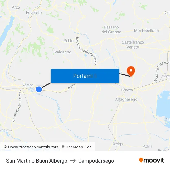 San Martino Buon Albergo to Campodarsego map