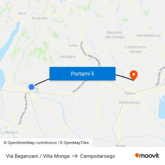 Via Baganzani / Villa Monga to Campodarsego map