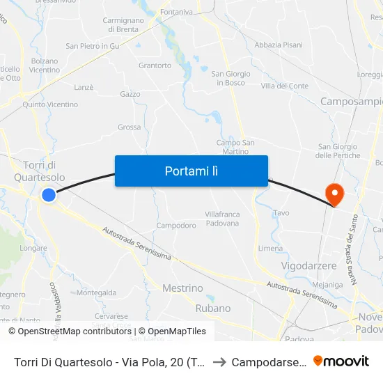Torri Di Quartesolo - Via Pola, 20 (Torri) to Campodarsego map