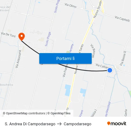 S. Andrea Di Campodarsego to Campodarsego map