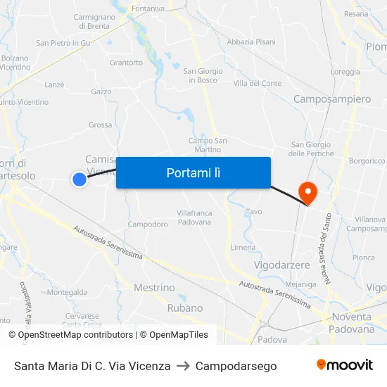 Santa Maria Di C. Via Vicenza to Campodarsego map