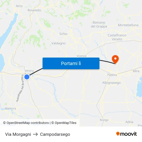 Via Morgagni to Campodarsego map