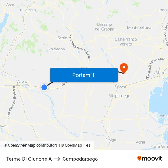 Terme Di Giunone A to Campodarsego map