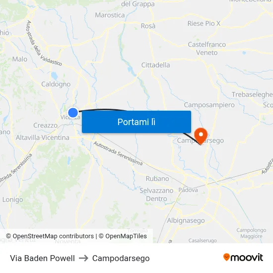 Via Baden Powell to Campodarsego map