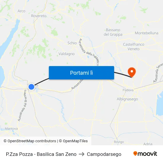 P.Zza Pozza - Basilica San Zeno to Campodarsego map