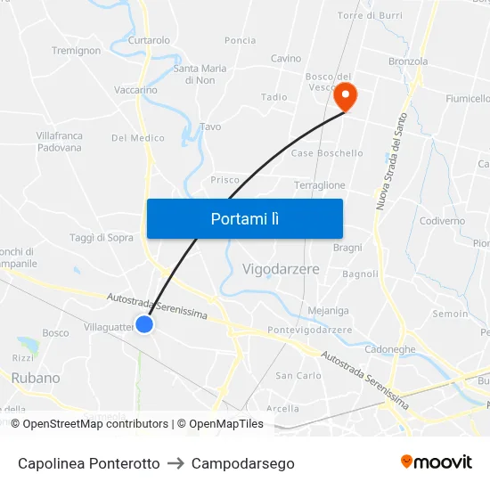 Capolinea Ponterotto to Campodarsego map