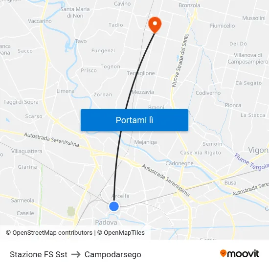 Stazione FS Sst to Campodarsego map