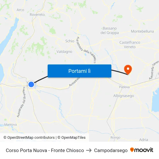 Corso Porta Nuova - Fronte Chiosco to Campodarsego map