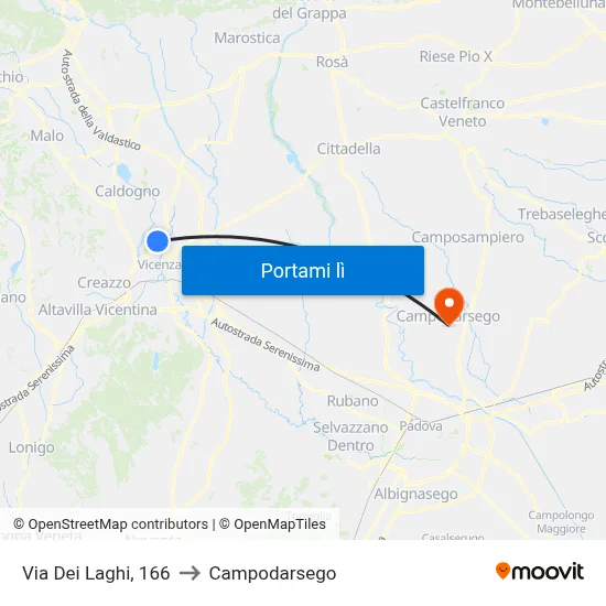 Via Dei Laghi, 166 to Campodarsego map