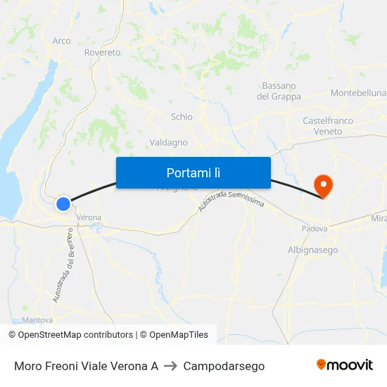 Moro Freoni Viale Verona A to Campodarsego map