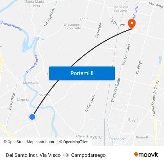 Del Santo Incr. Via Visco to Campodarsego map