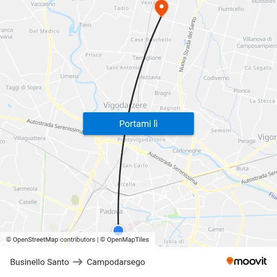 Businello Santo to Campodarsego map