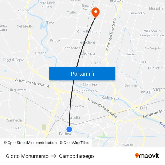 Giotto Monumento to Campodarsego map