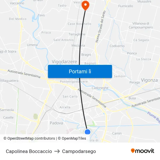 Capolinea Boccaccio to Campodarsego map
