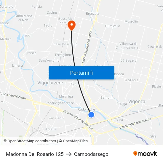 Madonna Del Rosario 125 to Campodarsego map