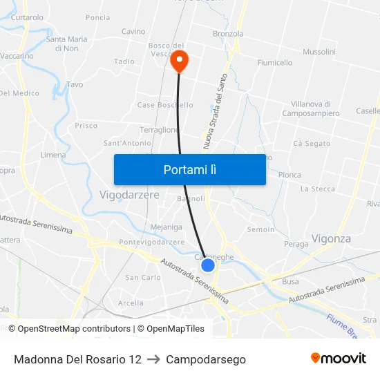 Madonna Del Rosario 12 to Campodarsego map