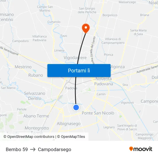 Bembo 59 to Campodarsego map