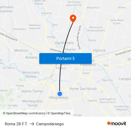 Roma 28  F.T. to Campodarsego map