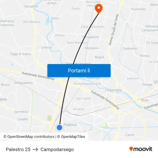 Palestro 25 to Campodarsego map