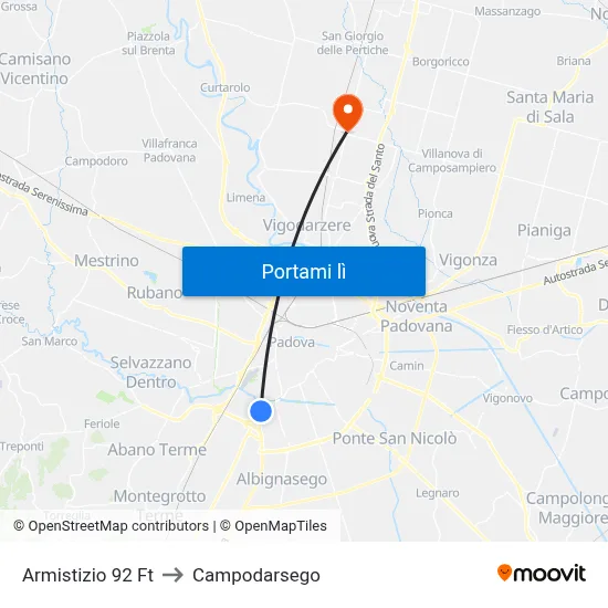 Armistizio 92 Ft to Campodarsego map