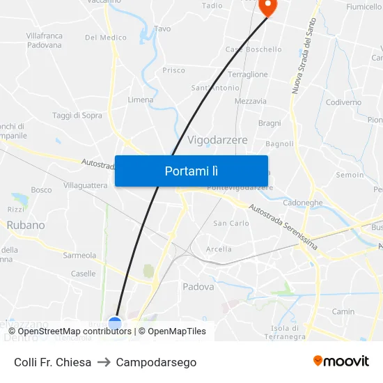 Colli Fr. Chiesa to Campodarsego map