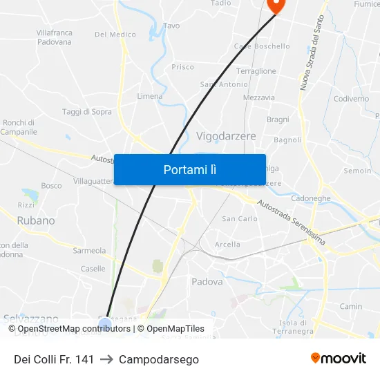 Dei Colli Fr. 141 to Campodarsego map