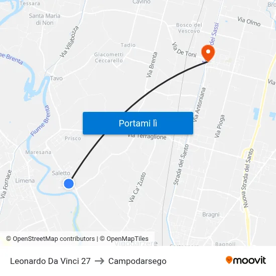 Leonardo Da Vinci 27 to Campodarsego map