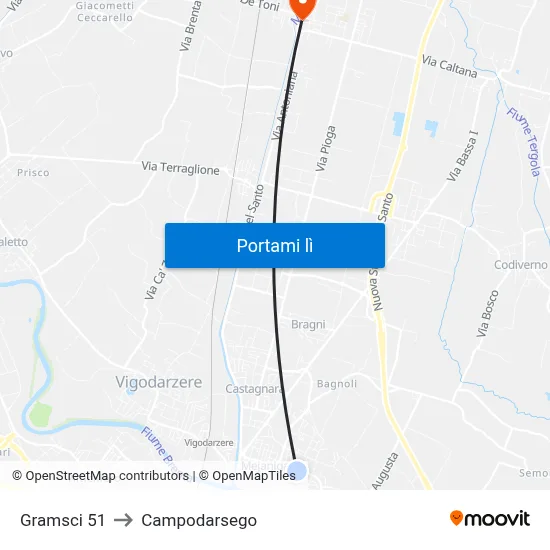 Gramsci 51 to Campodarsego map