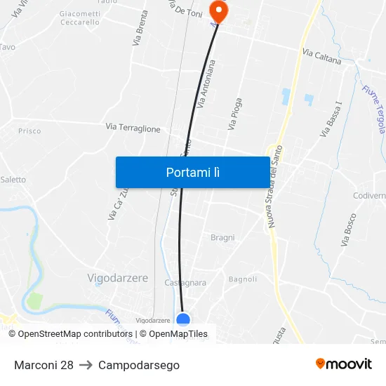 Marconi 28 to Campodarsego map