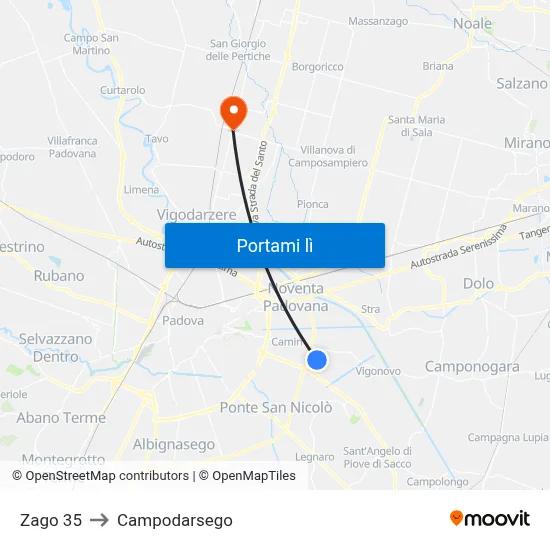 Zago 35 to Campodarsego map