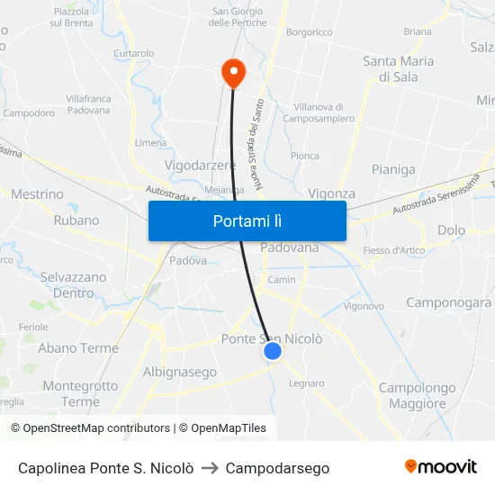 Capolinea Ponte S. Nicolò to Campodarsego map