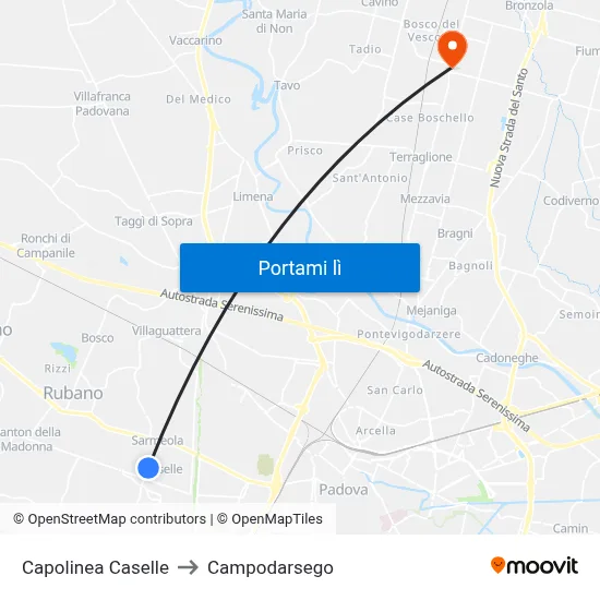 Capolinea Caselle to Campodarsego map