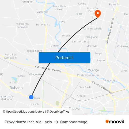 Provvidenza Incr. Via Lazio to Campodarsego map